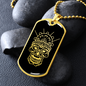 Calavera Mexican Skull 95 Necklace Stainless Steel or 18k Gold Dog Tag 24" Chain-Express Your Love Gifts