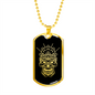Calavera Mexican Skull 95 Necklace Stainless Steel or 18k Gold Dog Tag 24" Chain-Express Your Love Gifts