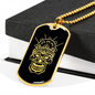 Calavera Mexican Skull 95 Necklace Stainless Steel or 18k Gold Dog Tag 24" Chain-Express Your Love Gifts