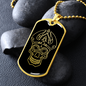 Calavera Mexican Skull 96 Necklace Stainless Steel or 18k Gold Dog Tag 24" Chain-Express Your Love Gifts
