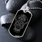 Calavera Mexican Skull 96 Necklace Stainless Steel or 18k Gold Dog Tag 24" Chain-Express Your Love Gifts