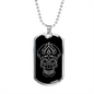 Calavera Mexican Skull 96 Necklace Stainless Steel or 18k Gold Dog Tag 24" Chain-Express Your Love Gifts