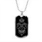 Calavera Mexican Skull 98 Necklace Stainless Steel or 18k Gold Dog Tag 24" Chain-Express Your Love Gifts