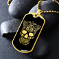 Calavera Mexican Skull 99 Necklace Stainless Steel or 18k Gold Dog Tag 24" Chain-Express Your Love Gifts