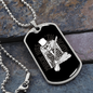 Calavera Mexican Skull Smoke Skeleton Guitar Necklace Stainless Steel or 18k Gold Dog Tag 24" Chain-Express Your Love Gifts