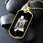 Calavera Mexican Skull Smoke Skeleton Guitar Necklace Stainless Steel or 18k Gold Dog Tag 24" Chain-Express Your Love Gifts