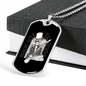 Calavera Mexican Skull Smoke Skeleton Guitar Necklace Stainless Steel or 18k Gold Dog Tag 24" Chain-Express Your Love Gifts