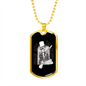 Calavera Mexican Skull Smoke Skeleton Guitar Necklace Stainless Steel or 18k Gold Dog Tag 24" Chain-Express Your Love Gifts
