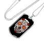 Calavera Mexican Skull White Red Skull Necklace Stainless Steel or 18k Gold Dog Tag 24" Chain-Express Your Love Gifts