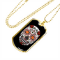 Calavera Mexican Skull White Red Skull Necklace Stainless Steel or 18k Gold Dog Tag 24" Chain-Express Your Love Gifts