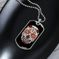 Calavera Mexican Skull White Red Skull Necklace Stainless Steel or 18k Gold Dog Tag 24" Chain-Express Your Love Gifts