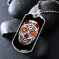 Calavera Mexican Skull White Red Skull Necklace Stainless Steel or 18k Gold Dog Tag 24" Chain-Express Your Love Gifts