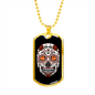 Calavera Mexican Skull White Red Skull Necklace Stainless Steel or 18k Gold Dog Tag 24" Chain-Express Your Love Gifts