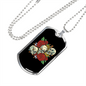 Calavera Mexican Skulls Necklace Stainless Steel or 18k Gold Dog Tag 24" Chain-Express Your Love Gifts