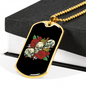 Calavera Mexican Skulls Necklace Stainless Steel or 18k Gold Dog Tag 24" Chain-Express Your Love Gifts