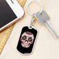 Calavera Mexican Smiling Sugar Skull Keychain Stainless Steel or 18k Gold Dog Tag Keyring-Express Your Love Gifts