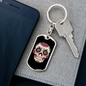 Calavera Mexican Smiling Sugar Skull Keychain Stainless Steel or 18k Gold Dog Tag Keyring-Express Your Love Gifts