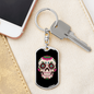 Calavera Mexican Smiling Sugar Skull Keychain Stainless Steel or 18k Gold Dog Tag Keyring-Express Your Love Gifts