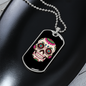 Calavera Mexican Smiling Sugar Skull Necklace Stainless Steel or 18k Gold Dog Tag 24" Chain-Express Your Love Gifts