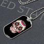 Calavera Mexican Smiling Sugar Skull Necklace Stainless Steel or 18k Gold Dog Tag 24" Chain-Express Your Love Gifts
