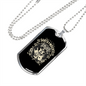 Calavera Mexican Sugar Angel Santa Muerte Necklace Stainless Steel or 18k Gold Dog Tag 24" Chain-Express Your Love Gifts