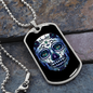 Calavera Mexican Sugar Blue Dark Violet Skull Necklace Stainless Steel or 18k Gold Dog Tag 24" Chain-Express Your Love Gifts