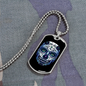 Calavera Mexican Sugar Blue Dark Violet Skull Necklace Stainless Steel or 18k Gold Dog Tag 24" Chain-Express Your Love Gifts