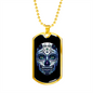 Calavera Mexican Sugar Blue Dark Violet Skull Necklace Stainless Steel or 18k Gold Dog Tag 24" Chain-Express Your Love Gifts