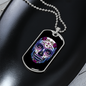 Calavera Mexican Sugar Blue Purple Skull Necklace Stainless Steel or 18k Gold Dog Tag 24" Chain-Express Your Love Gifts