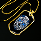 Calavera Mexican Sugar Blue Skull Necklace Stainless Steel or 18k Gold Dog Tag 24" Chain-Express Your Love Gifts