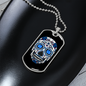 Calavera Mexican Sugar Blue Skull Necklace Stainless Steel or 18k Gold Dog Tag 24" Chain-Express Your Love Gifts