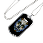 Calavera Mexican Sugar Blueish Skull Necklace Stainless Steel or 18k Gold Dog Tag 24" Chain-Express Your Love Gifts