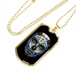 Calavera Mexican Sugar Blueish Skull Necklace Stainless Steel or 18k Gold Dog Tag 24" Chain-Express Your Love Gifts