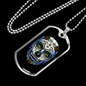 Calavera Mexican Sugar Blueish Skull Necklace Stainless Steel or 18k Gold Dog Tag 24" Chain-Express Your Love Gifts