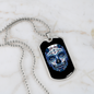 Calavera Mexican Sugar Blueish Skulll Blue Flower Necklace Stainless Steel or 18k Gold Dog Tag 24" Chain-Express Your Love Gifts