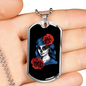 Calavera Mexican Sugar Calavera Catrina Necklace Stainless Steel or 18k Gold Dog Tag 24" Chain-Express Your Love Gifts