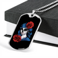 Calavera Mexican Sugar Calavera Catrina Necklace Stainless Steel or 18k Gold Dog Tag 24" Chain-Express Your Love Gifts