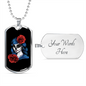 Calavera Mexican Sugar Calavera Catrina Necklace Stainless Steel or 18k Gold Dog Tag 24" Chain-Express Your Love Gifts