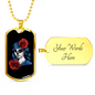 Calavera Mexican Sugar Calavera Catrina Necklace Stainless Steel or 18k Gold Dog Tag 24" Chain-Express Your Love Gifts
