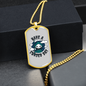 Calavera Mexican Sugar Cursed Day of Dead Necklace Stainless Steel or 18k Gold Dog Tag 24" Chain-Express Your Love Gifts