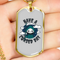 Calavera Mexican Sugar Cursed Day of Dead Necklace Stainless Steel or 18k Gold Dog Tag 24" Chain-Express Your Love Gifts