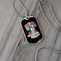 Calavera Mexican Sugar Day of the Dead Floral Necklace Stainless Steel or 18k Gold Dog Tag 24" Chai-Express Your Love Gifts