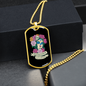 Calavera Mexican Sugar Day of the Dead Floral Necklace Stainless Steel or 18k Gold Dog Tag 24" Chai-Express Your Love Gifts