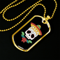 Calavera Mexican Sugar Day of The Dead Hat Necklace Stainless Steel or 18k Gold Dog Tag 24" Chain-Express Your Love Gifts