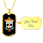 Calavera Mexican Sugar Day of The Dead Hat Necklace Stainless Steel or 18k Gold Dog Tag 24" Chain-Express Your Love Gifts
