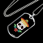 Calavera Mexican Sugar Day of The Dead Hat Necklace Stainless Steel or 18k Gold Dog Tag 24" Chain-Express Your Love Gifts