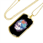 Calavera Mexican Sugar Dia De Los Muertos Necklace Stainless Steel or 18k Gold Dog Tag 24" Chain-Express Your Love Gifts