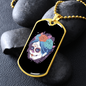 Calavera Mexican Sugar Dia De Los Muertos Necklace Stainless Steel or 18k Gold Dog Tag 24" Chain-Express Your Love Gifts