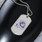 Calavera Mexican Sugar Dia de Los Muertos Purple Necklace Stainless Steel or 18k Gold Dog Tag 24" Chain-Express Your Love Gifts