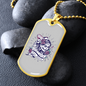 Calavera Mexican Sugar Dia de Los Muertos Purple Necklace Stainless Steel or 18k Gold Dog Tag 24" Chain-Express Your Love Gifts
